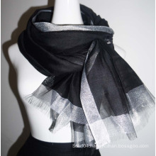 Fashion Summer Spring Silk Organza Scarf with 4 lurex sidelines